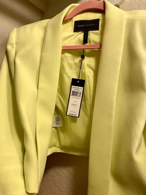 BCBG MAXAZRIA Blazer Jacket Size L Large Green Citron New With Tags Emmerson
