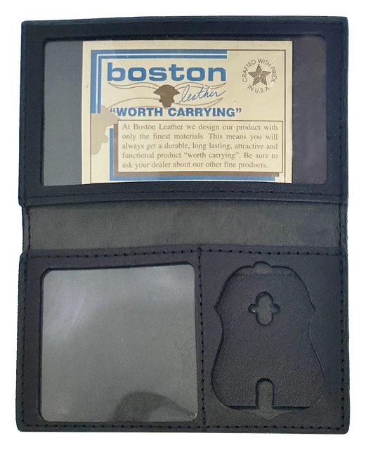 BOSTON LEATHER ID / BADGE CASE: Federal Bureau of Investigation Shield Cutout...