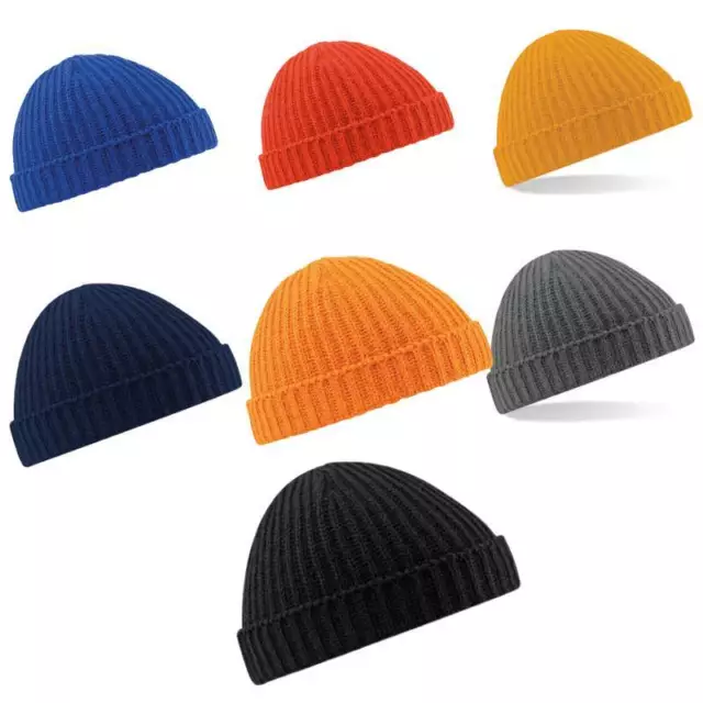 Fischermütze Herren Beanie Mütze Strickmütze Strick Trawler Dogger Kurze Neu