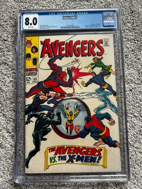 Avengers #53 CGC 8.0   cross over X-Men! Magneto Silver Age Marvel Comic 1968