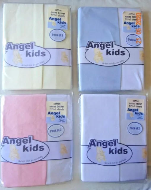 Fitted Moses Basket Fitted Sheets 100% Cotton Pack Of 2 Baby Nursery Bedding