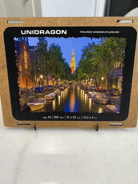 Unidragon Wooden Jigsaw Puzzle “Evening In Amsterdam” Cityscape Medium Size 2