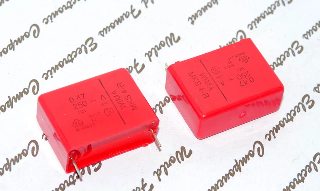 2x RIFA ME647 0.47uF (470nF) 275V X2 Class Capacitors - MP Pitch 27.5mm - NOS
