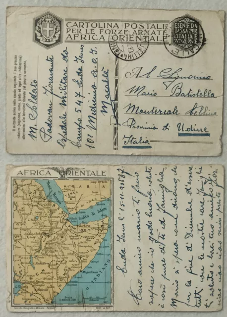 Cartolina Franchigia Pm Africa Orientale Ospedale Macalle' Eritrea 18/11/1936