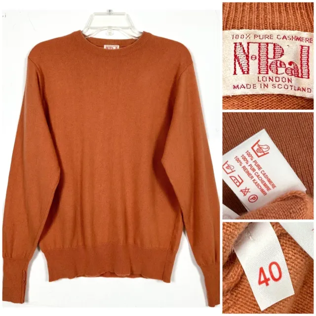 N.PEAL LONDON MEN’S 100% Pure Cashmere Orange Sweater Size 40 MADE IN ...