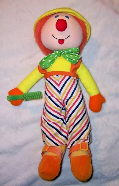 Vintage 1984 Dakin 18” Plush Clown With Hairbrush Bright Colors and Clean