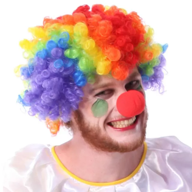 Party Disco Rainbow Afro Clown Hair Football Fan Adult Child Costume Curly Wigyu