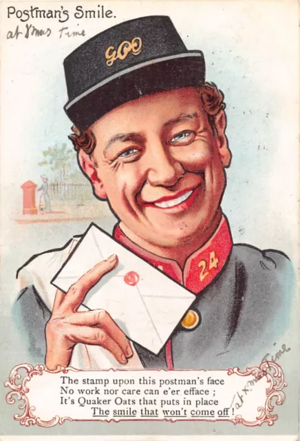 Postcard  Advertising Quaker Oats Postman's Smile