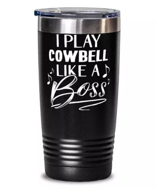 Funny Gift for Cowbell Player Tumbler Mug Black 20oz Vacuum Insulated Stainless