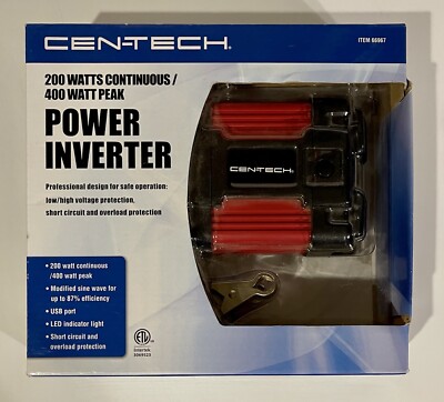 CEN-TECH 200 Watt Continuous/400 Watt Peak Power Inverter