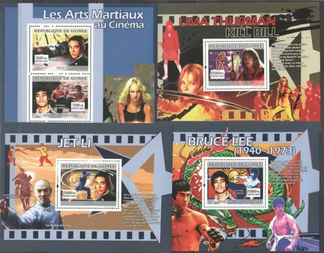 2007 Guinea Arti Marziali & Cinema Jet Li Bruce Lee Uma Thurman 3Bl+1Kb - nuovo di zecca** S1