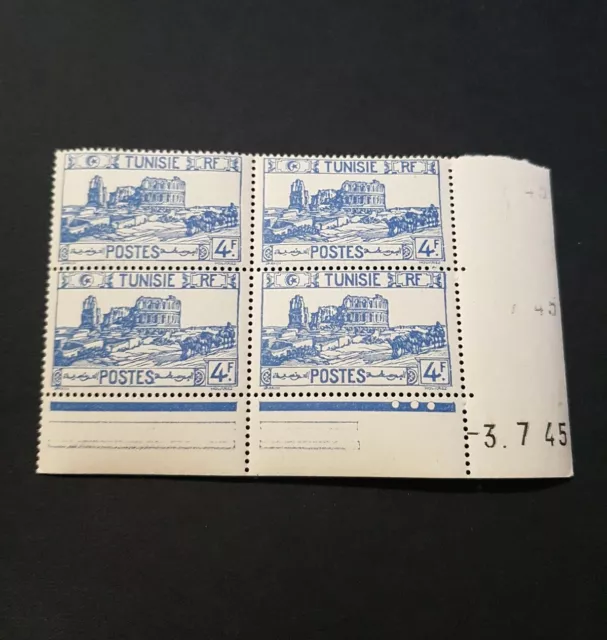 France Timbre Colonie Tunisie Coin Daté N°286 Neuf ** Luxe Mnh 1945 Cote 5,00€