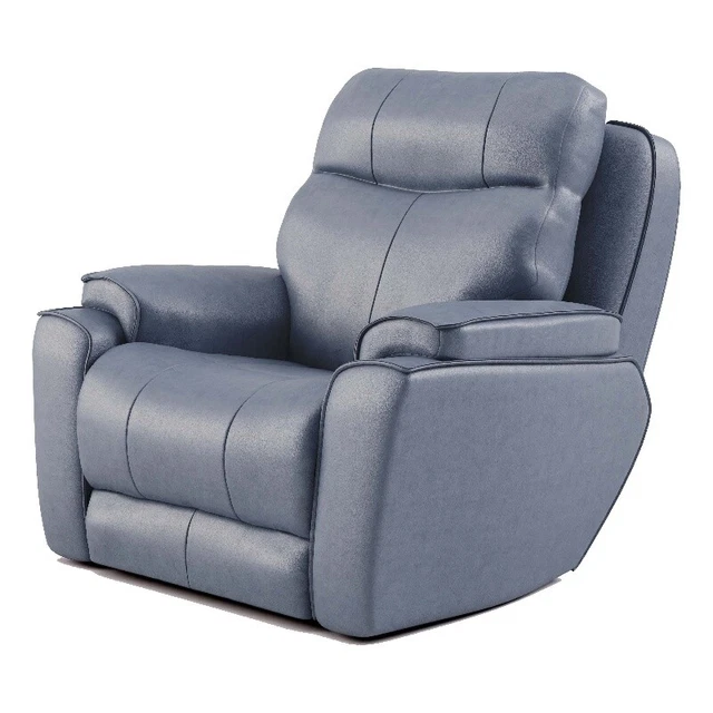 Southern Motion Showstopper Swivel Leather Rocker Recliner in Horizon Blue Southern Motion Showstopper Swivel Leather Rocker Recliner in Horizon Blue