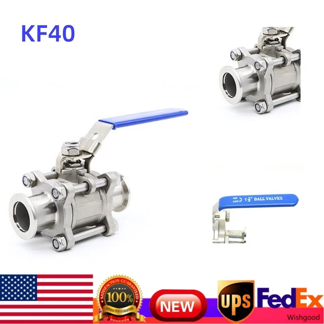 KF40 Stainless Steel Clamp High Vacuum Ball Valve w/ Locking Handles US
