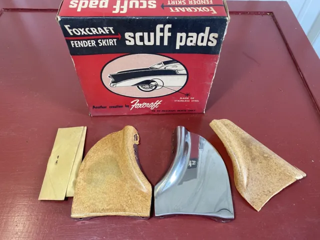 1957 1958 Ford Foxcraft Fender Skirt Scuff Pad Stainless Moulding Pair Sp-2 Nos