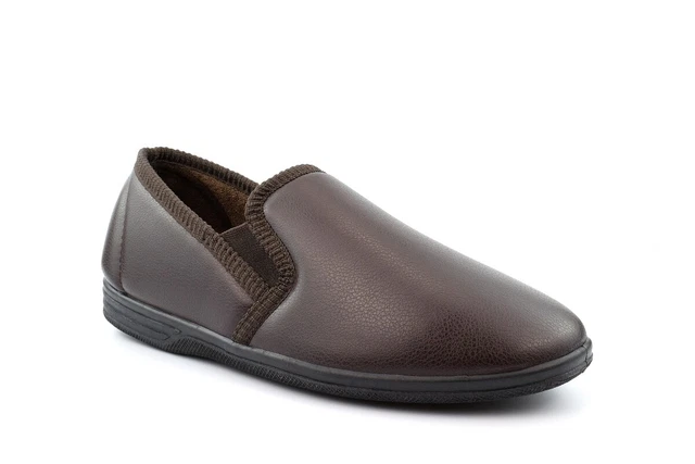 Pantofole da uomo slip on in finta pelle da uomo grandi taglia 13/14 marroni