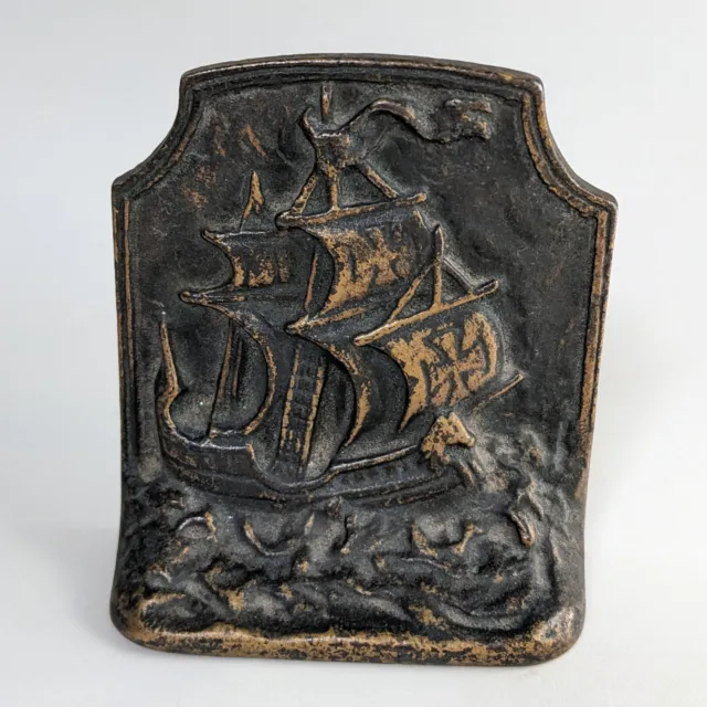Vintage Antique cast iron ship bookend - galleon, boat