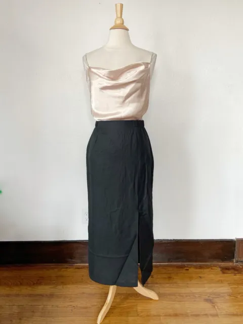 Vintage 80’s Mark Reed Solid Black Full Length Maxi Skirt Size 10