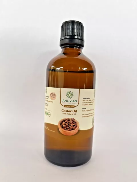 Certified Organic CASTOR OIL - 100% Pure Cold Pressed - Glass Bottle