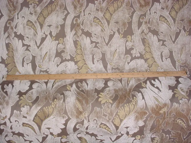 16-7/8Y Brunschwig & Fils Sandstone Floral Jacobean Velvet Upholstery Fabric