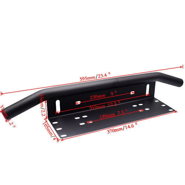 Black Heavy Duty Offroad Car Bumper License Plate Mount Bracket LED Fog Lamp Bar