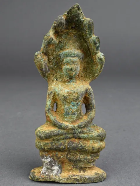 Old c1238-1438 SUKHOTHAI BRONZE BUDDHA FIGURE Deep Patina Thai Thailand Buddhist