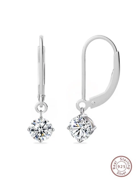 Lab Created White Moissanite Sterling Silver Drop Earrings For Women's & Girl's