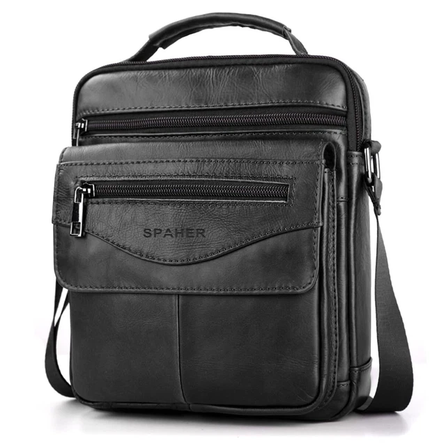 Sacoche Homme Cuir Véritable SPAHER - Bandoulière Réglable Pour IPad 11"