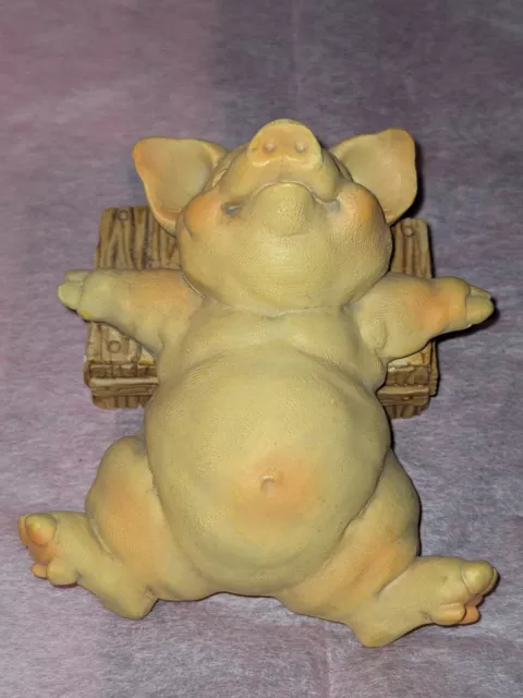 Vintage Pigsville Ganz Pig Figurine  sleeping on hay *590b