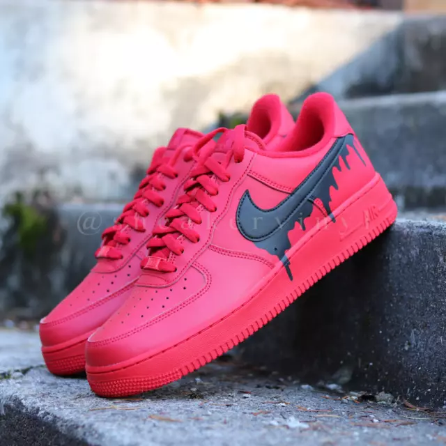 Size 10.5 - CUSTOM (RED DRIP) Nike Air Force 1 '07 LV8 Athletic