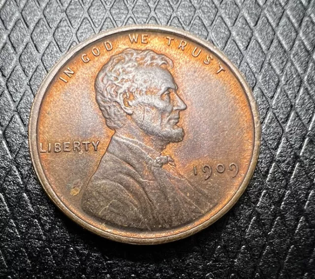 1909 VDB Lincoln Head Wheat Cent Bronze RB Penny Au-Bu High grade (SKU600)