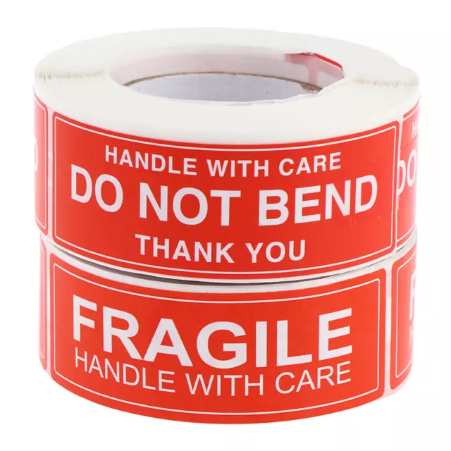 250 Fragile Stickers 1x3in Handle with Care Thank You 500 / Roll Warning Lab~m' 3