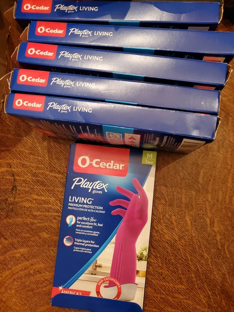 Nuevo lote de 6 pares de guantes de limpieza de goma viva PLAYTEX medianos M puño de captura de goteo