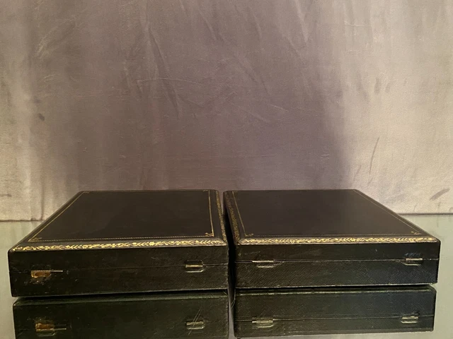 Paire de coffrets de rangement fin XIXe pour couverts argenterie 6