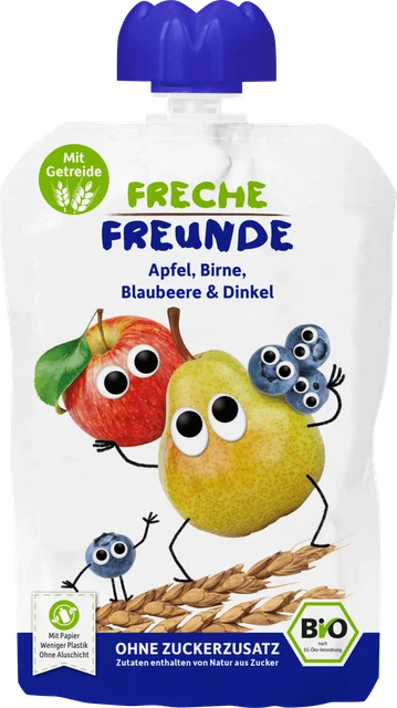 Amigos descarados manguitos musgo de fruta manzana pera arándano 24x 100 g NUEVO MHD 2/24