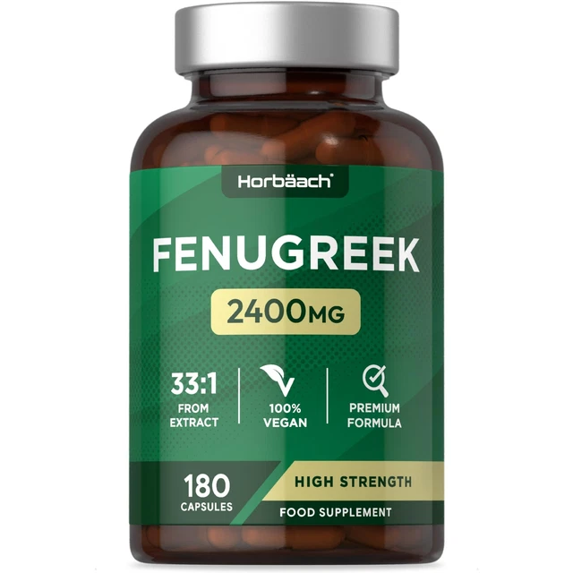 FENUGREEK CAPSULES 2400MG Fenugreek Seed Extract 180 Vegan Powder