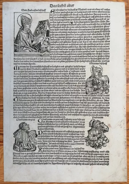 Original Inkunabel-Blatt Schedel Ambrosius - 1493