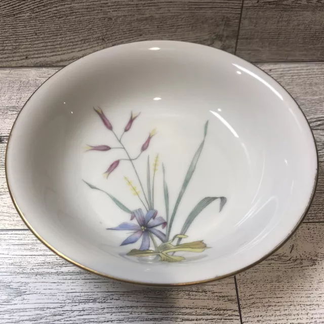 Eschenbach Bavaria Germany Dessert Fruit Bowl Pastel Floral Gold Trim 5.25"