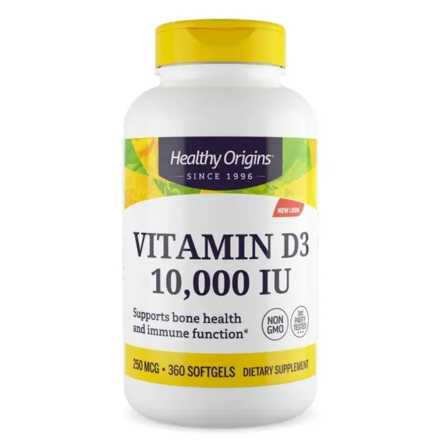 Healthy Origins Vitamina D3 10000 IU 360 Softgels Immune Salute 10,000 UI