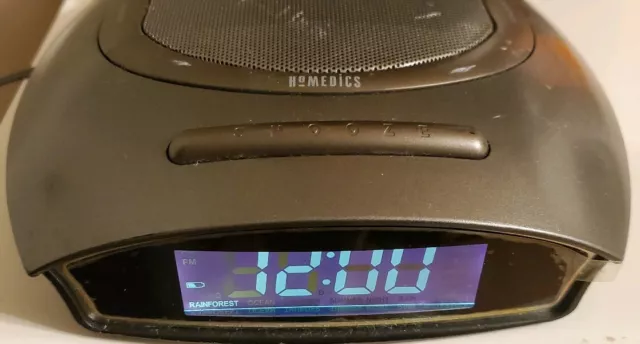 Homedics Soundspa Auto Set Dual Alarm Clock Radio Nature Sounds Time Projection