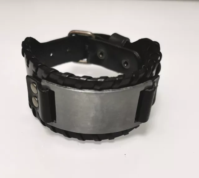 Bracciale Uomo Pelle/Cuoio Fibbia Polsino Regolabile Nero/ Marrone Artigianale