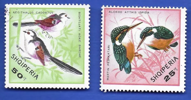 Timbres Albanie, Shqiperia, Faune, Oiseaux, 2 Timbres Oblitérés