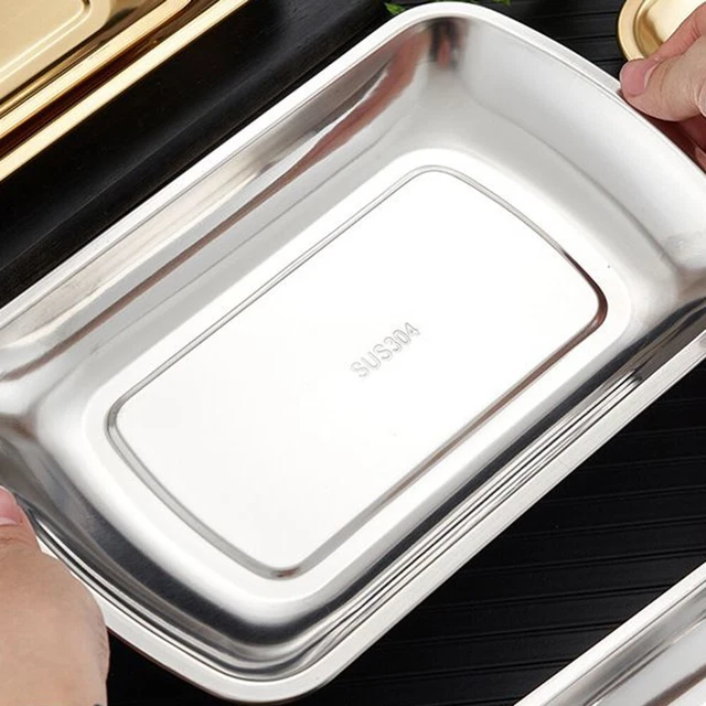 Vassoio in acciaio inox 19/21/24 cm teglia cucina contenitore per alimenti