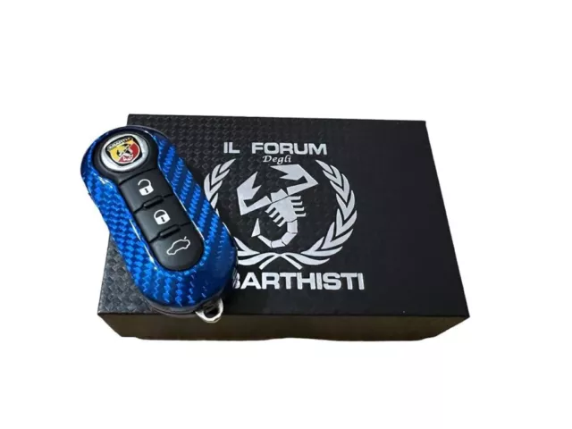 ABARTH cover chiave exclusive 100% FIBRA CARBONIO 500 695 595 esseesse BLU