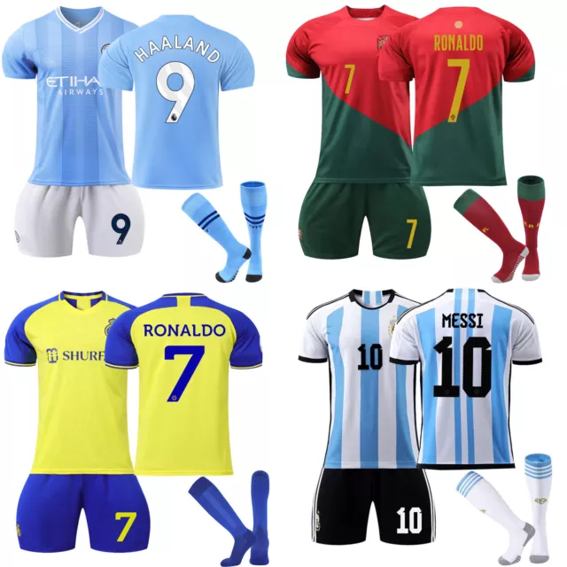Kids Football Kits Boys Soccer Jersey Suit Sport Outfit Tops Shorts with Socks