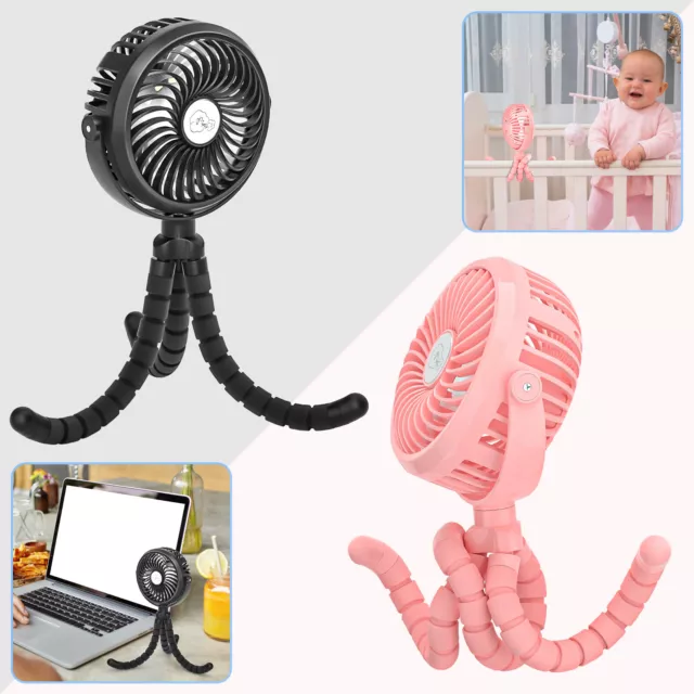 Portable Handheld Mini Cooling Fan with Flexible Tripod Clip on Desk/Stroller