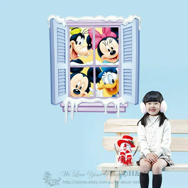 DISNEY MICKEY & Minnie Mouse Donald Duck Window Wall Sticker Kid ...