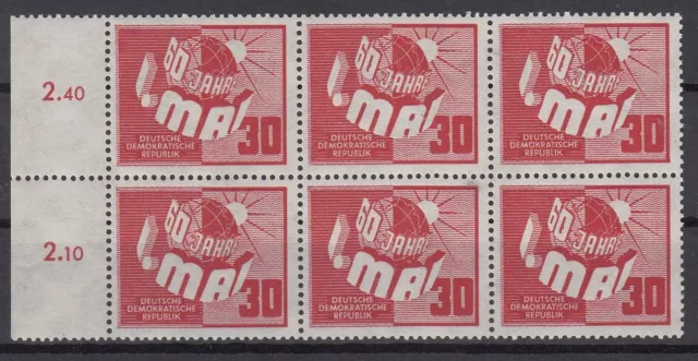 Dr22908/ Germany Ddr - Mi # 250 Mint Mnh Block Of 6 – Cv 165 $