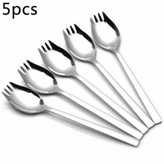 5tlg Edelstahl Göffel Camping Besteck Outdoor Gabel Löffel Spork Nudel Löffel