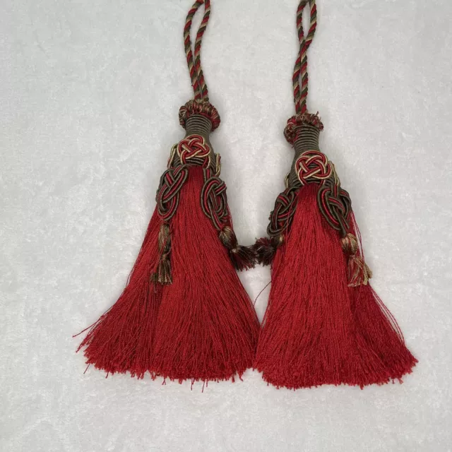 Large Decorative Tassels Red Bombay Company 14" Long Lot of 2